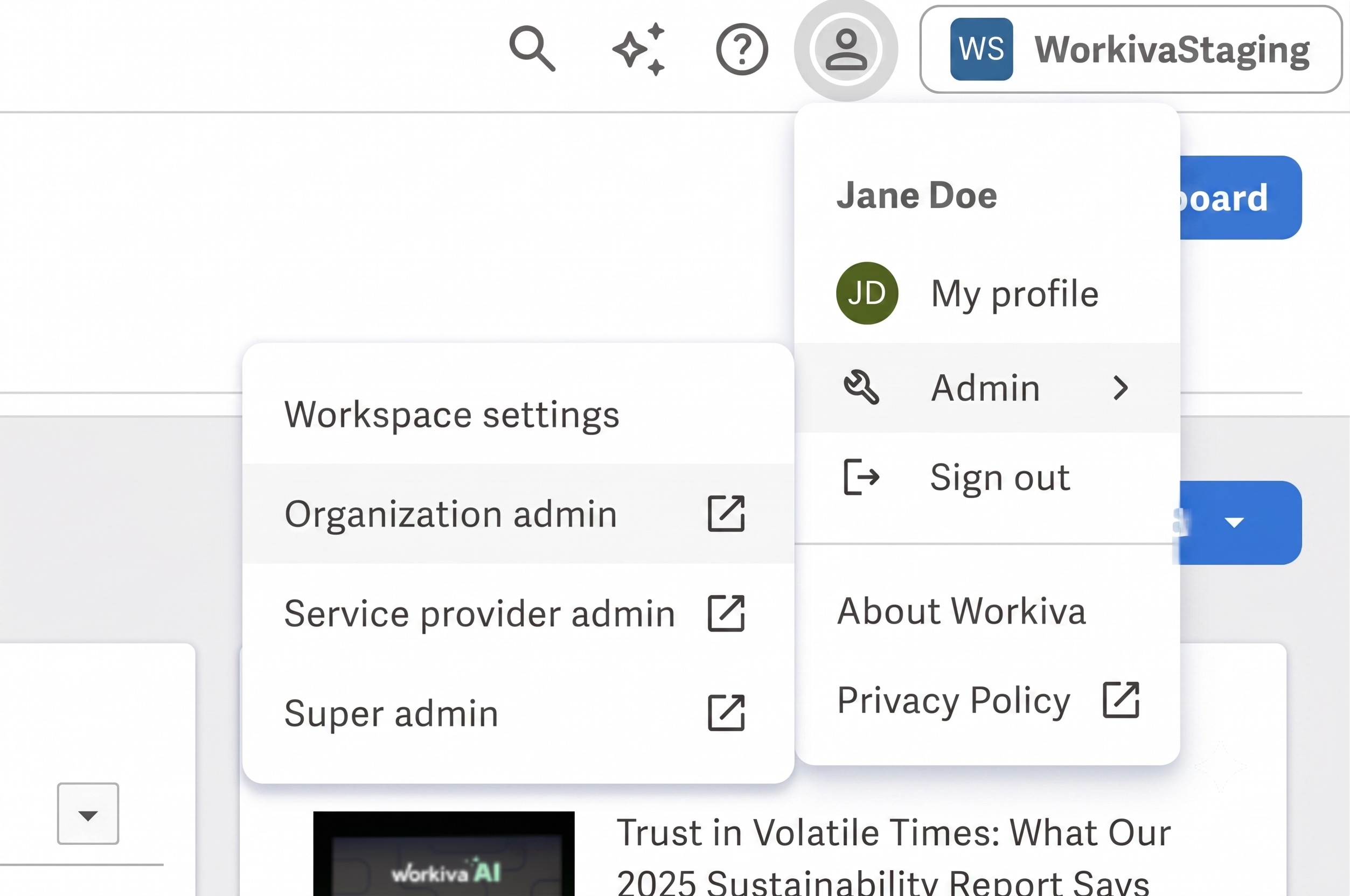 Organization Admin Tab